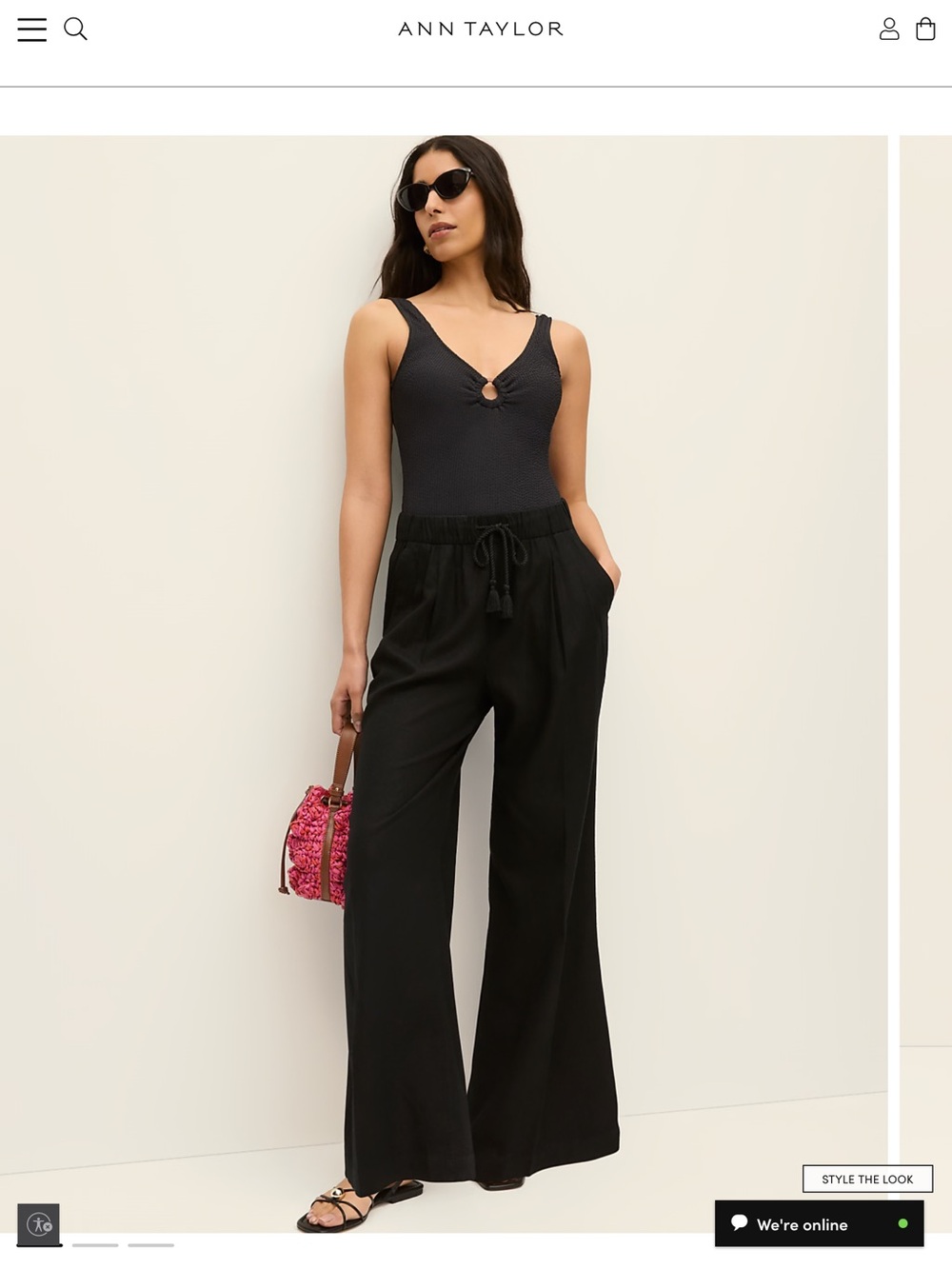 Petite Weekend Easy Fit Wide-leg Pant In Linen Blend